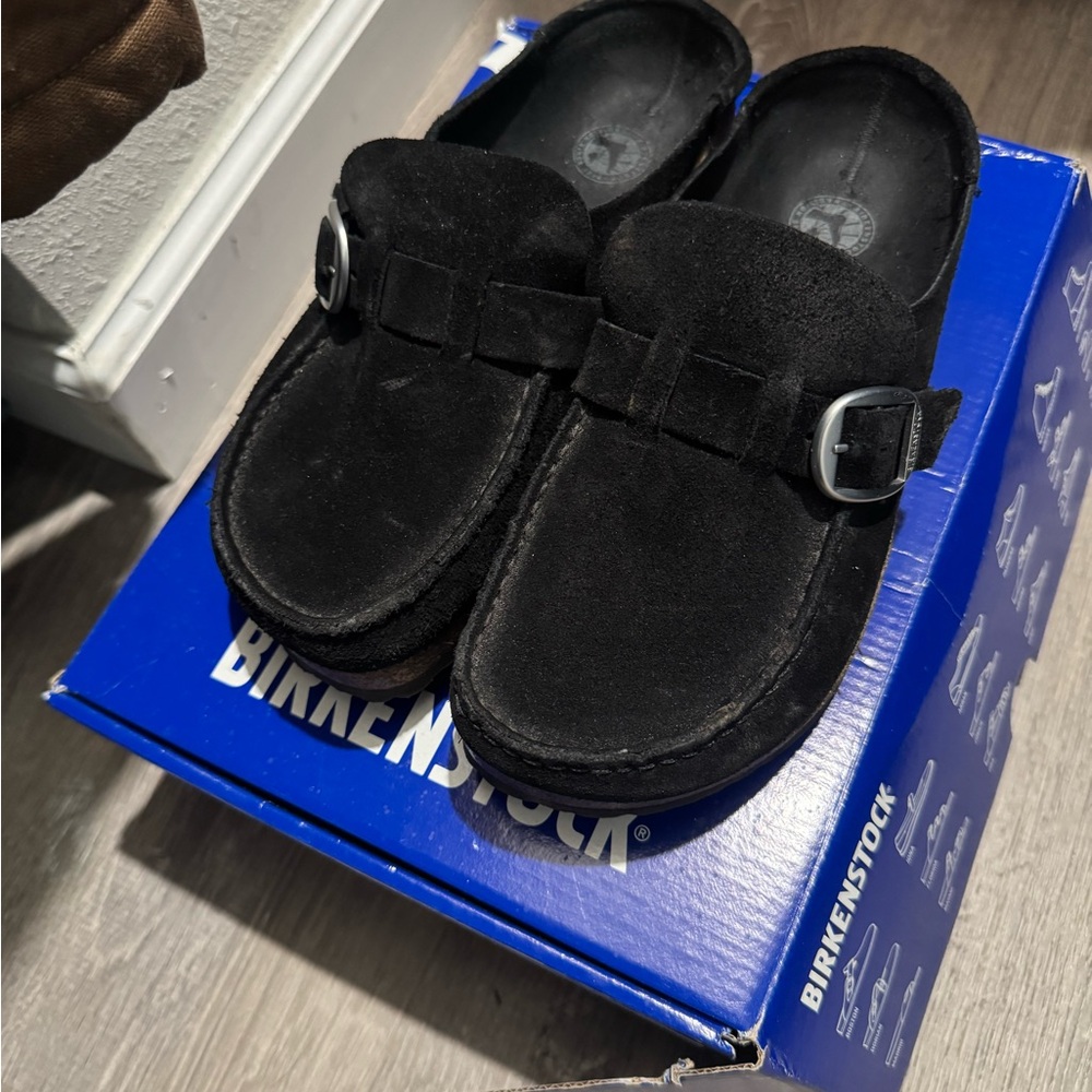 Birkenstock Black Suede Slip-On Shoes